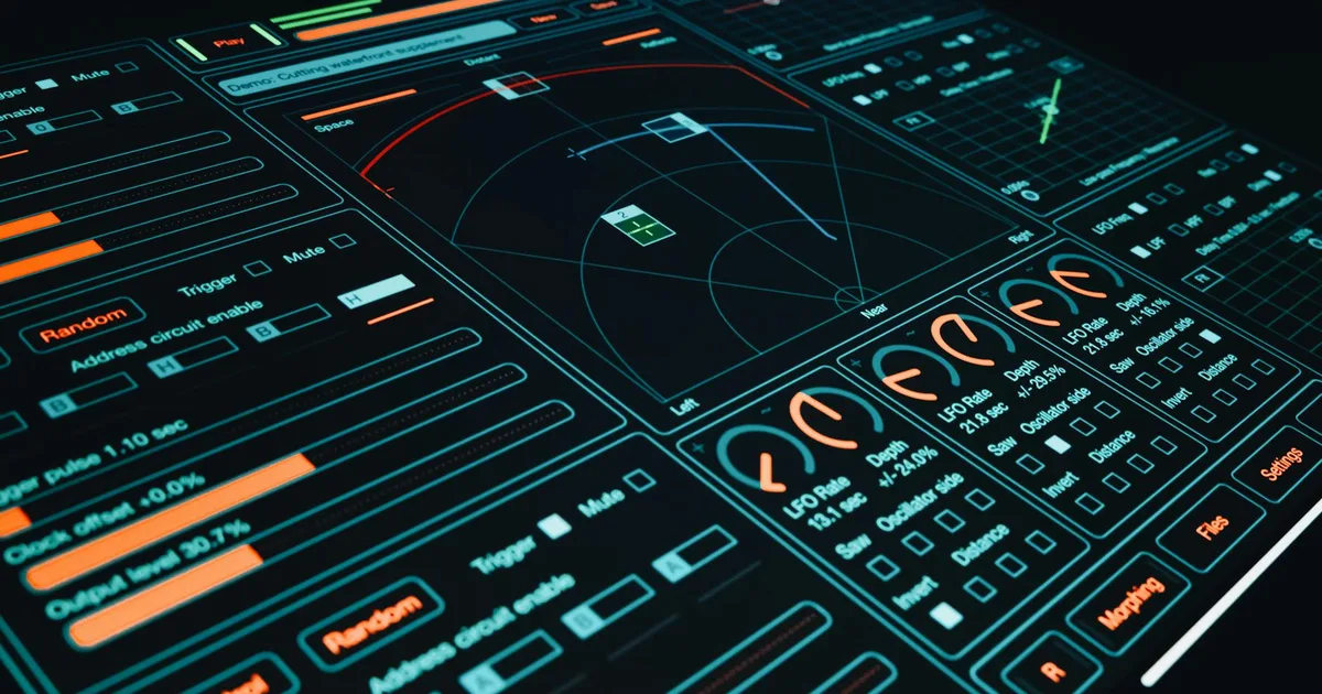 Dynamic digital interface showcasing technology with interactive design elements and controls.